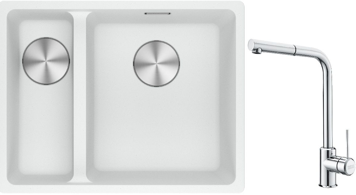 Set Granitspüle Franke Maris 125.0687.271, Küchenarmatur Franke Sirius Side 115.0668.280