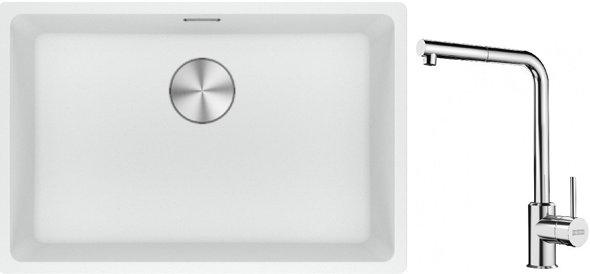 Set Granitspüle Franke Maris 125.0687.259, Küchenarmatur Franke Sirius Side 115.0668.280