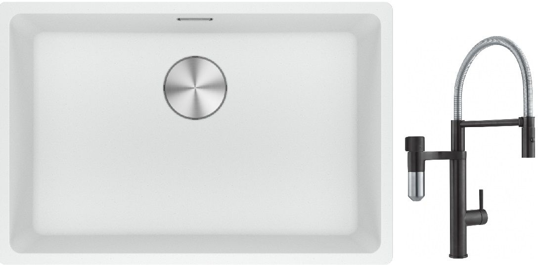 Set Küchenarmatur Franke Vital Semi-Pro 120.0621.313, Granitspüle Franke Maris 125.0687.259