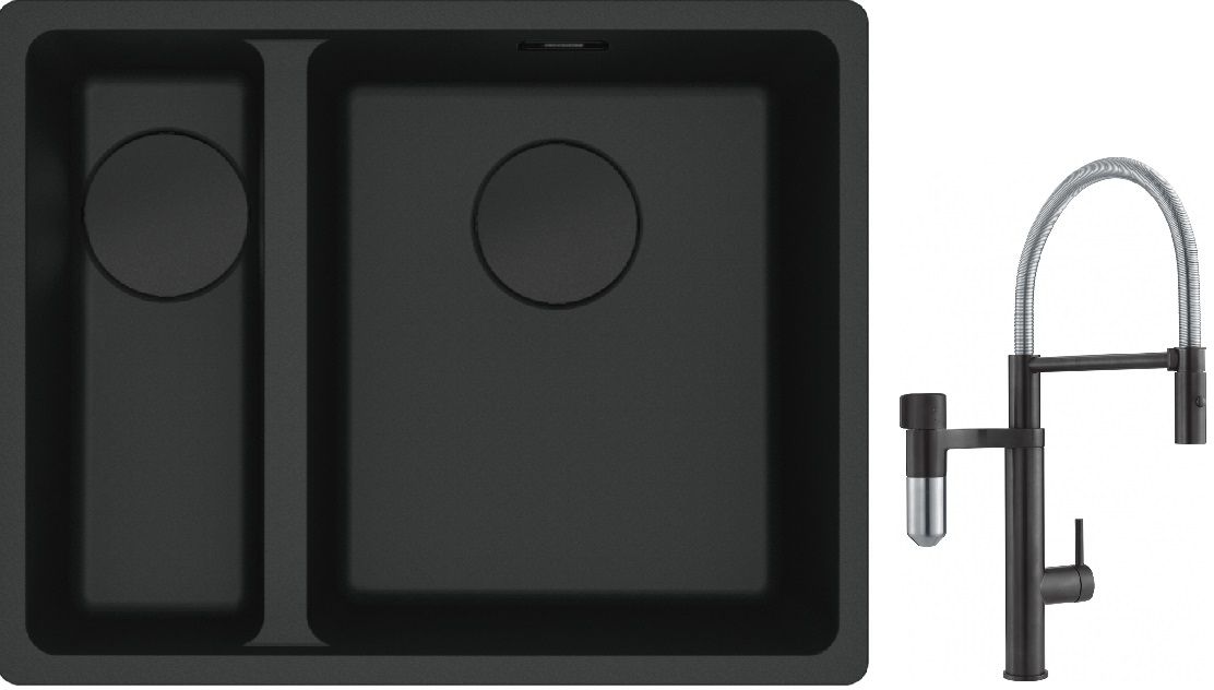 Set Küchenarmatur Franke Vital Semi-Pro 120.0621.313, Granitspüle Franke Maris 125.0697.756