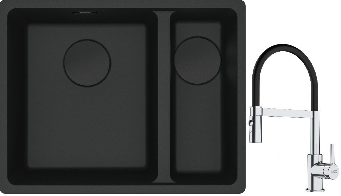 Set Granitspüle Franke Maris 125.0697.755, Küchenarmatur Franke Lina 115.0626.085