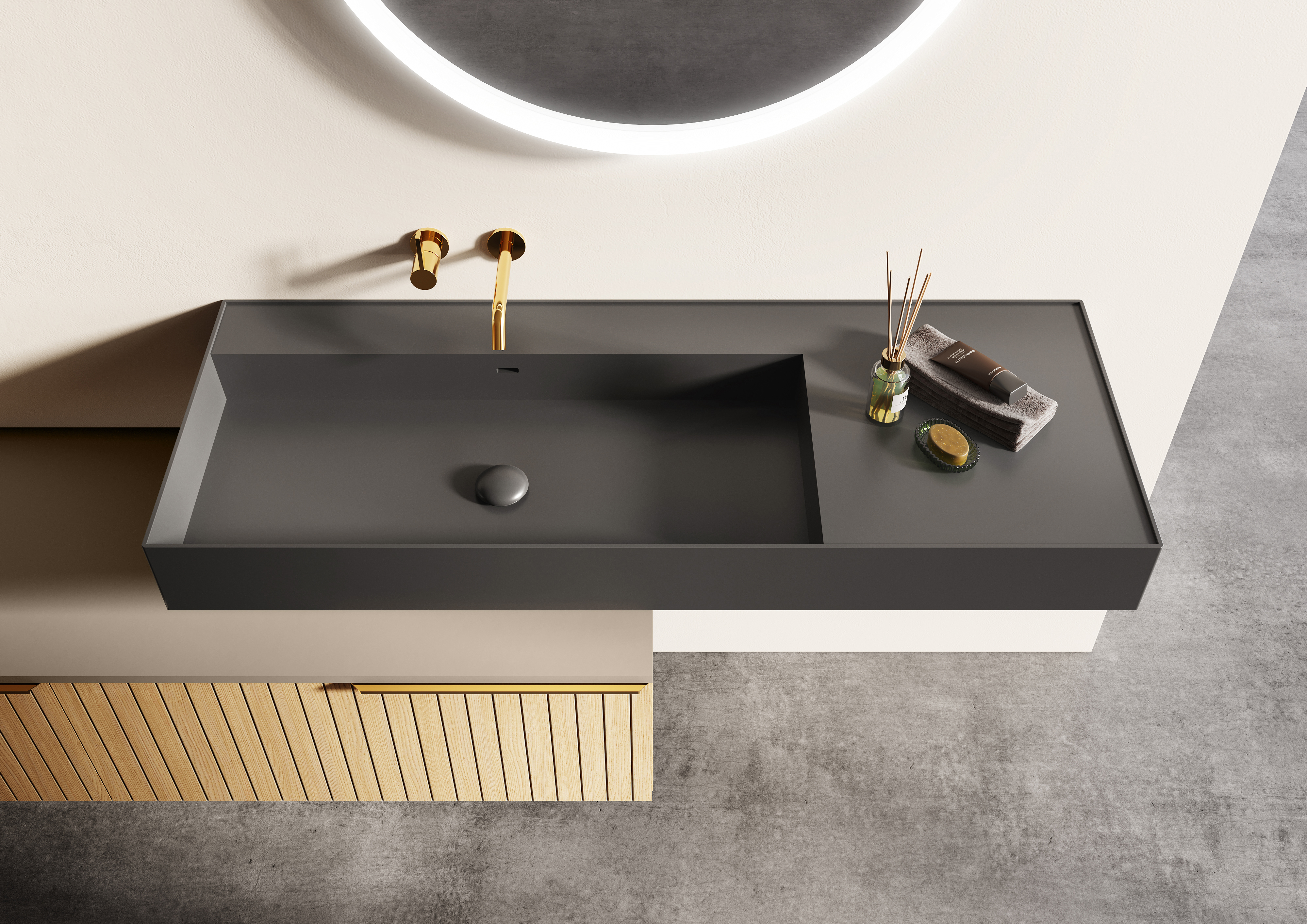 Elita Level Waschbecken 100.5x45.5 cm rechteckig Klassisch anthrazit RE041461186010