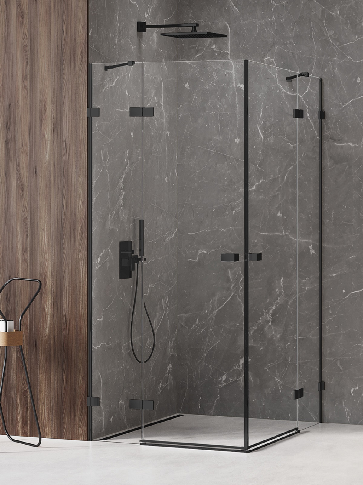 New Trendy Avexa Black Dusche 120x100 cm rechteckig schwarz Matte/durchsichtiges Glas EXK-1619