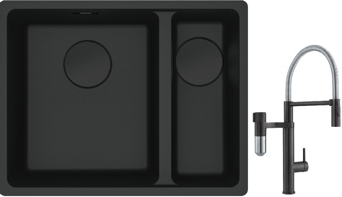 Set Küchenarmatur Franke Vital Semi-Pro 120.0621.313, Granitspüle Franke Maris 125.0697.755