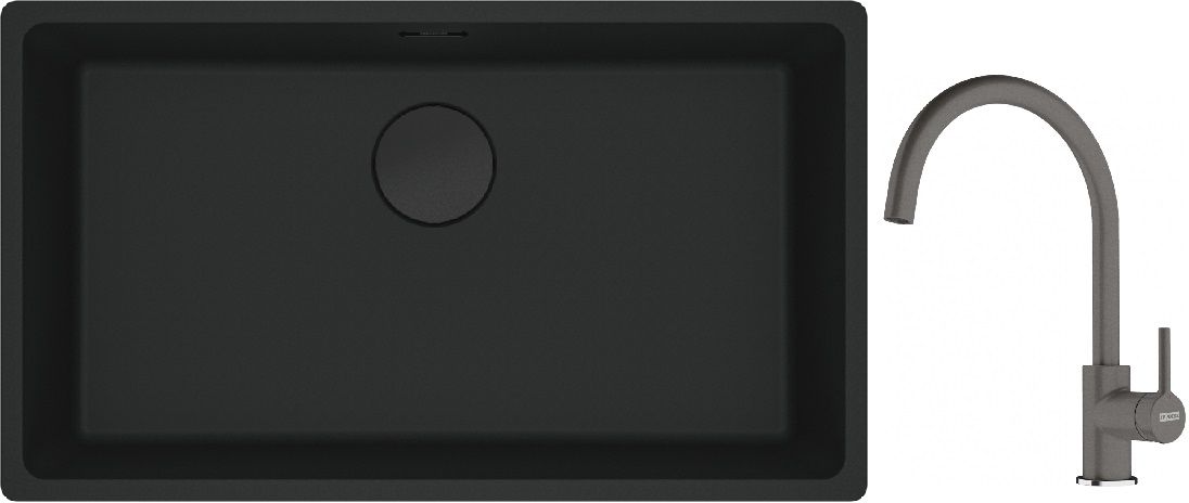 Set Granitspüle Franke Maris 125.0697.757, Küchenarmatur Franke Lina 115.0626.022