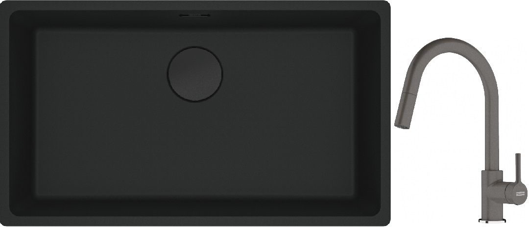 Set Granitspüle Franke Maris 125.0697.757, Küchenarmatur Franke Lina 115.0626.057