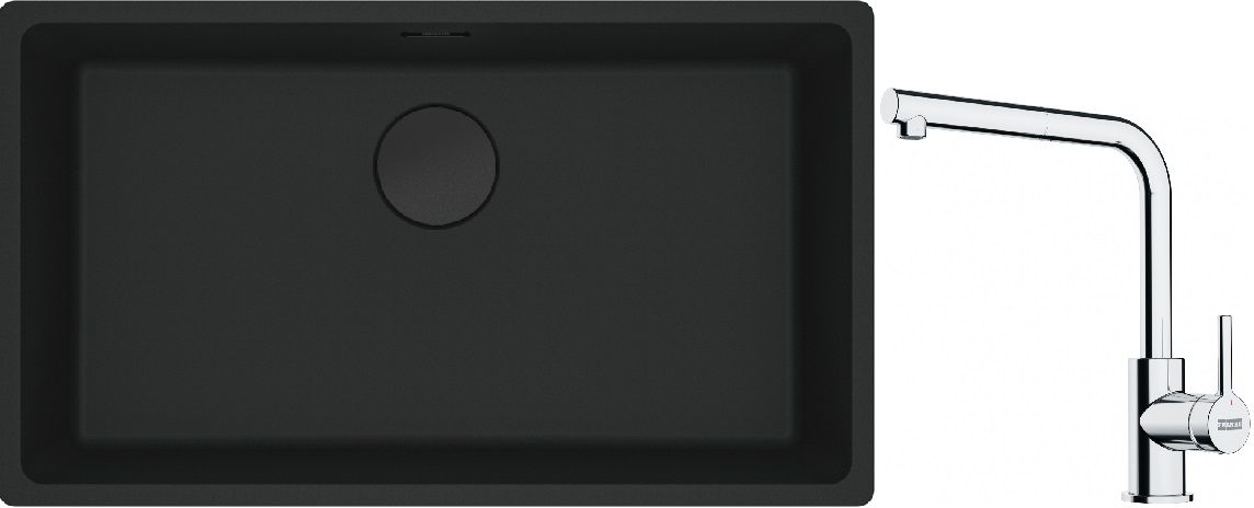 Set Granitspüle Franke Maris 125.0697.757, Küchenarmatur Franke Lina 115.0712.420