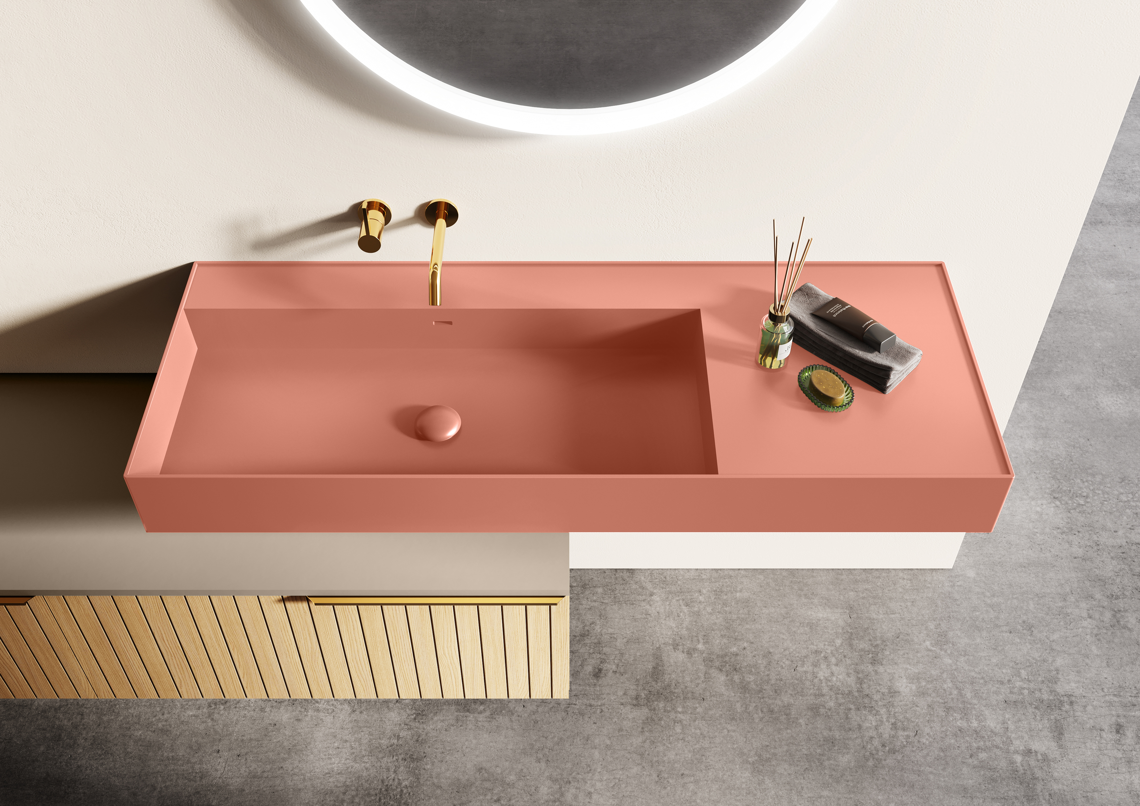 Elita Level Waschbecken 120.5x45.5 cm rechteckig Klassisch rosa RE041461196600