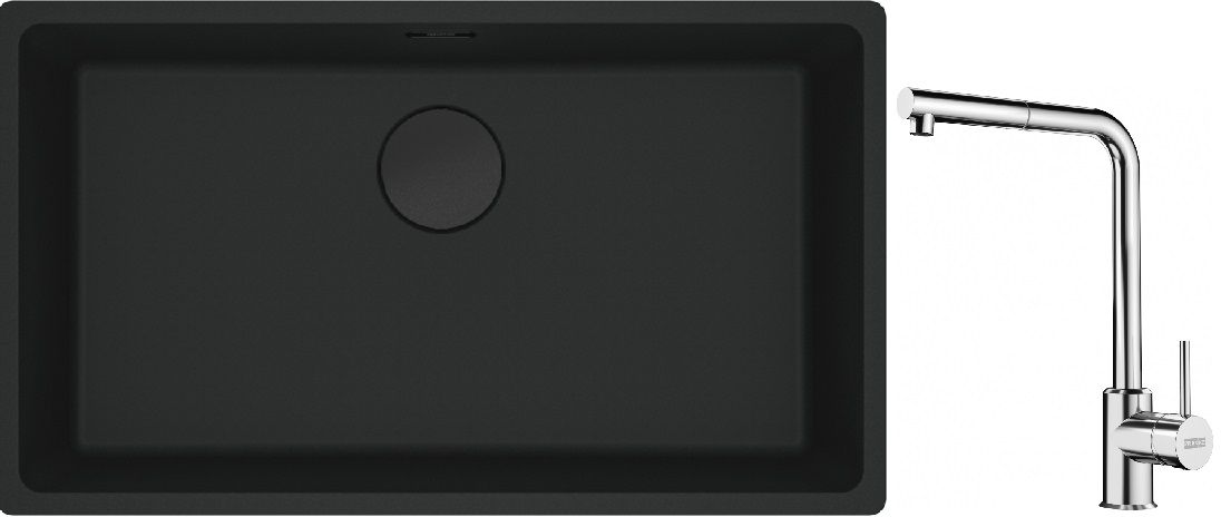 Set Granitspüle Franke Maris 125.0697.757, Küchenarmatur Franke Sirius Side 115.0668.280