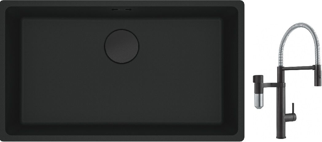 Set Küchenarmatur Franke Vital Semi-Pro 120.0621.313, Granitspüle Franke Maris 125.0697.757