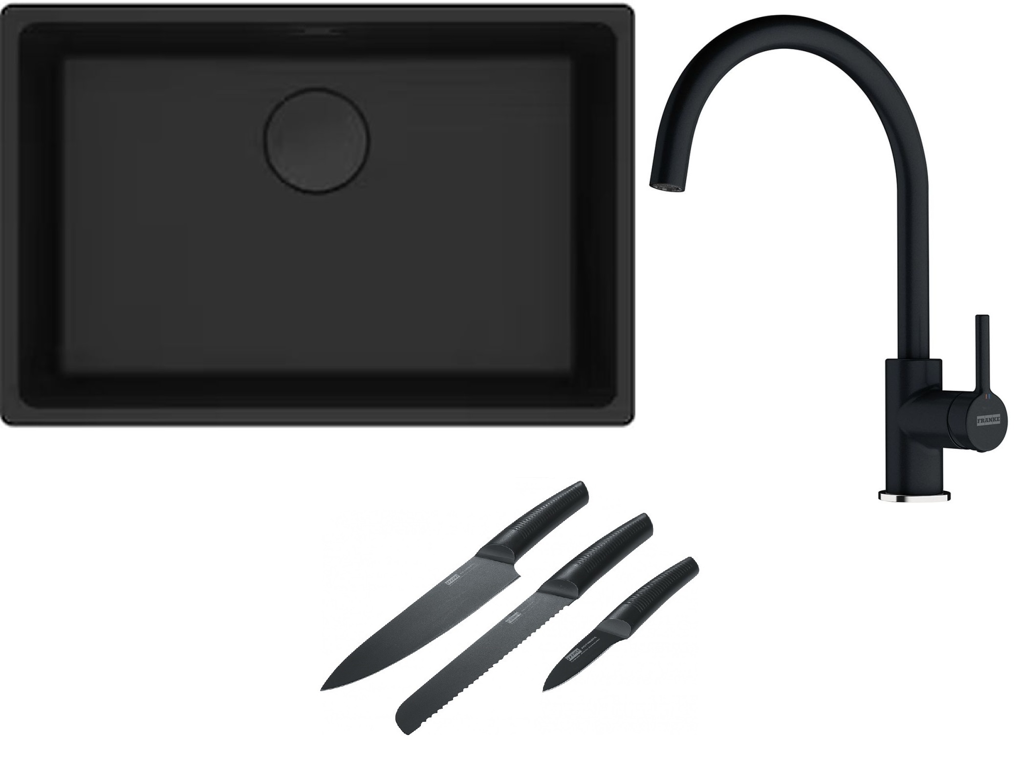 Set Granitspüle Franke Maris 125.0697.758, Küchenarmatur Franke Lina 115.0626.020