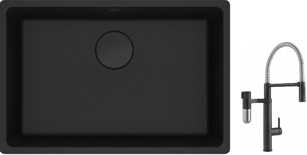 Set Küchenarmatur Franke Vital Semi-Pro 120.0621.313, Granitspüle Franke Maris 125.0697.758