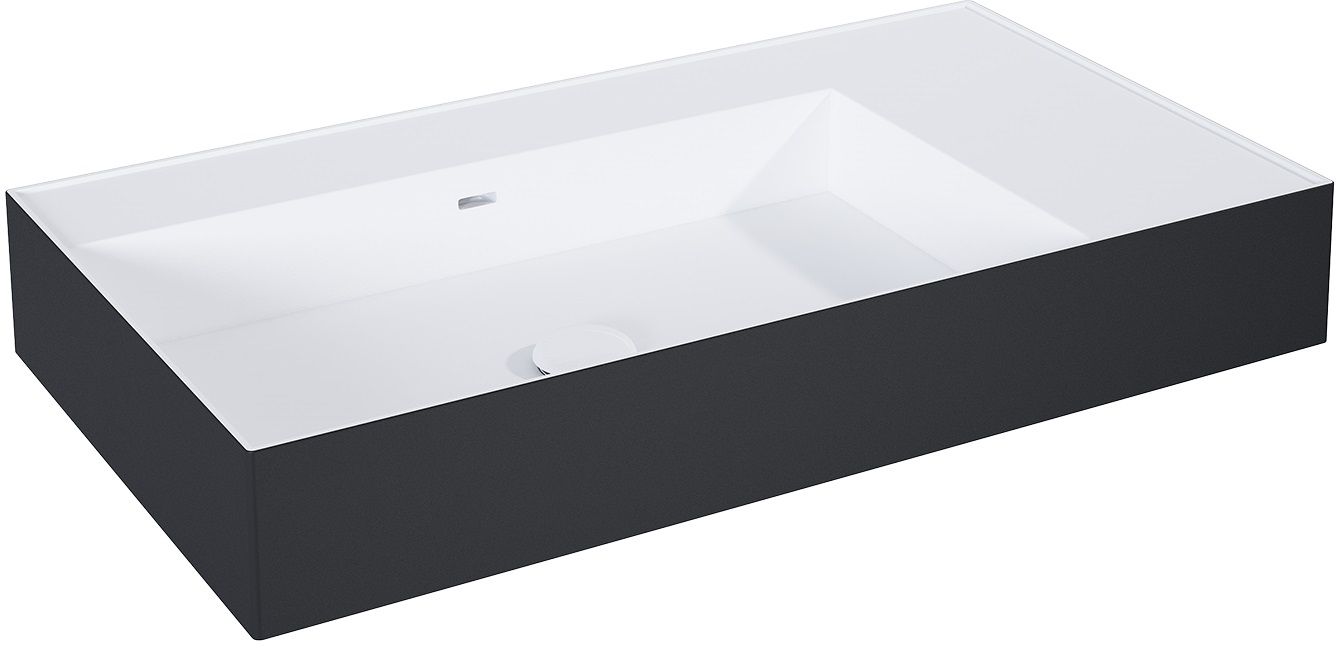 Elita Level Waschbecken 80.5x45.5 cm rechteckig Klassisch weiß-schwarz RE041461216030