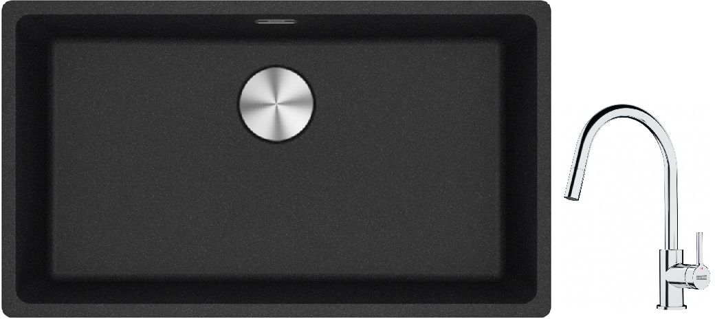 Set Granitspüle Franke Maris 125.0687.261, Küchenarmatur Franke Lina 115.0693.229