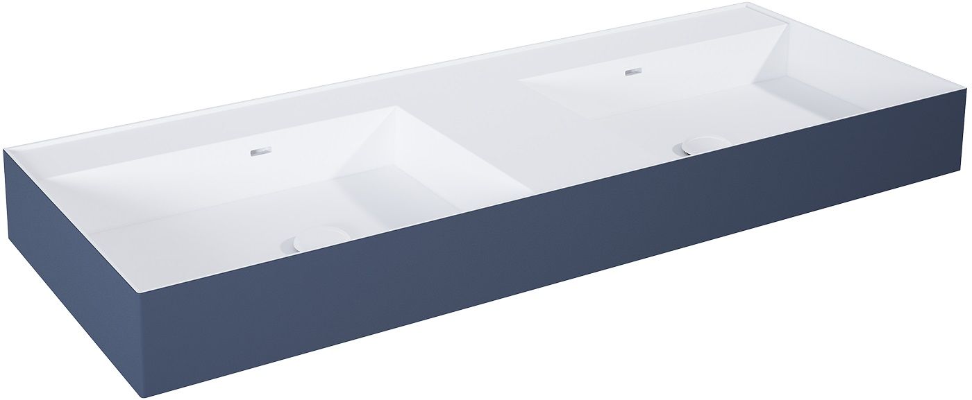 Elita Level Waschbecken 120.5x45.5 cm rechteckig Klassisch-Doppelt weiß-blau RE041461246210