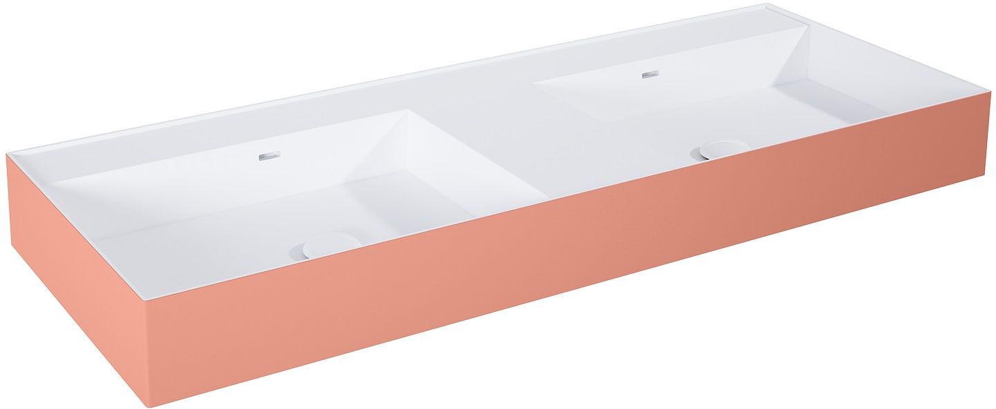 Elita Level Waschbecken 120.5x45.5 cm rechteckig Klassisch-Doppelt weiß-rosa RE041461246020