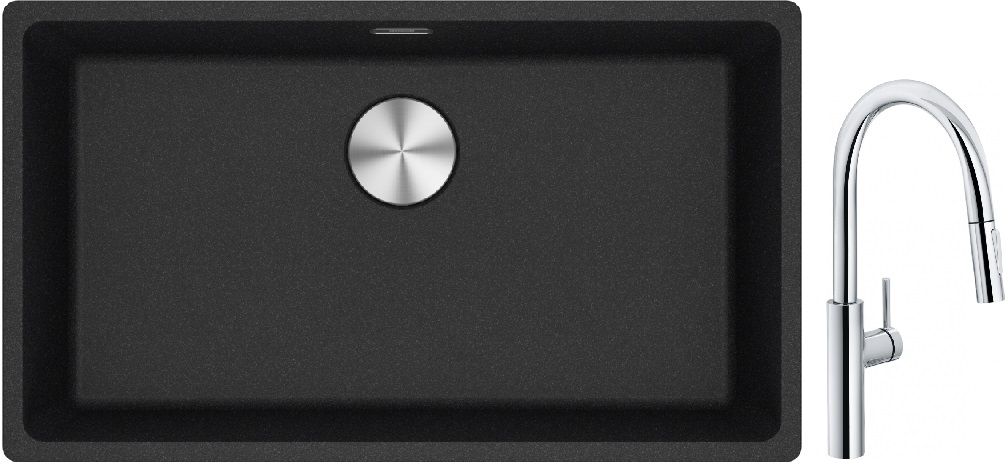 Set Granitspüle Franke Maris 125.0687.261, Küchenarmatur Franke Pescara L Slide-In 115.0538.940