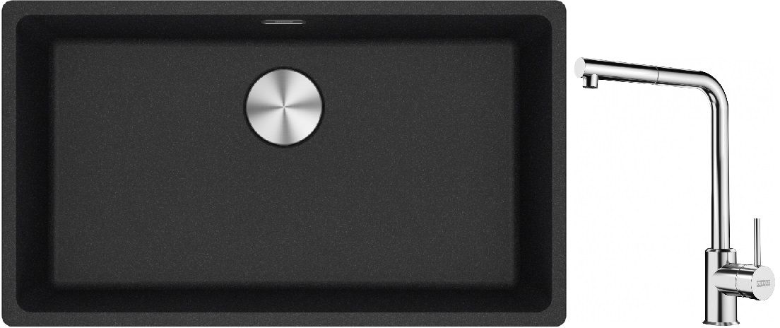 Set Granitspüle Franke Maris 125.0687.261, Küchenarmatur Franke Sirius Side 115.0668.280