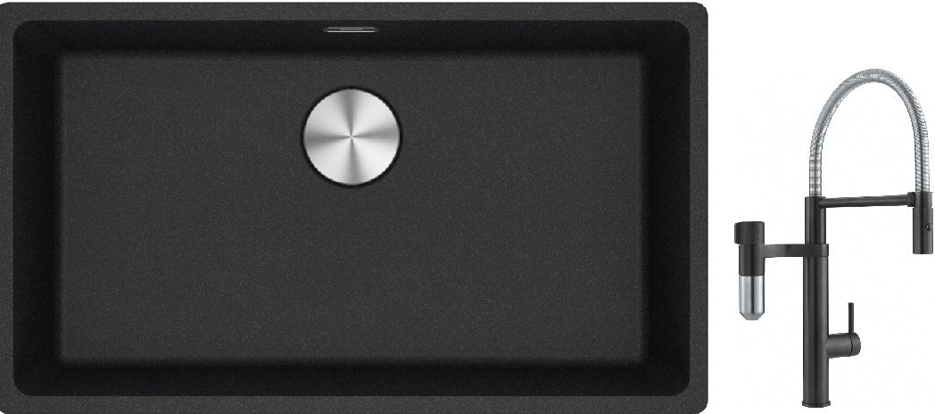 Set Küchenarmatur Franke Vital Semi-Pro 120.0621.313, Granitspüle Franke Maris 125.0687.261