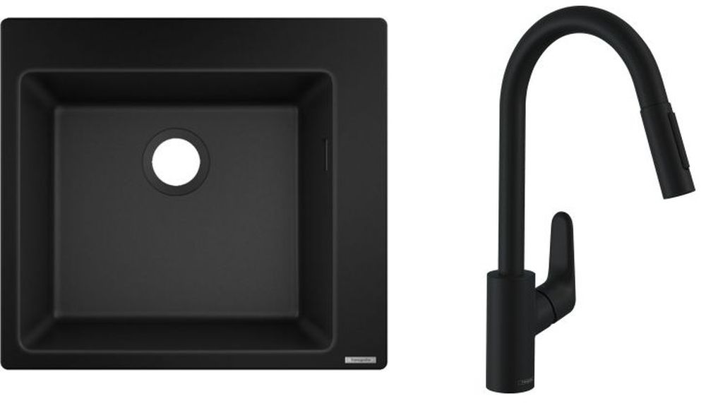 Set Küchenarmatur Hansgrohe Focus 31815670, Granitspüle Hansgrohe S 51 43312170