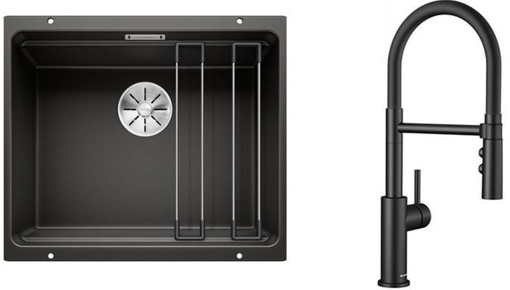Set Granitspüle Blanco Etagon 500-U 525887, Küchenarmatur Blanco Catris-S Flexo 525793