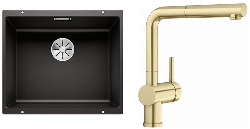 Set Küchenarmatur Blanco Linus-S 526684, Granitspüle Blanco Subline 500-U 525995