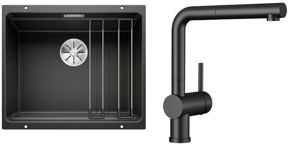 Set Granitspüle Blanco Etagon 500-U 525887, Küchenarmatur Blanco Linus-S 525807