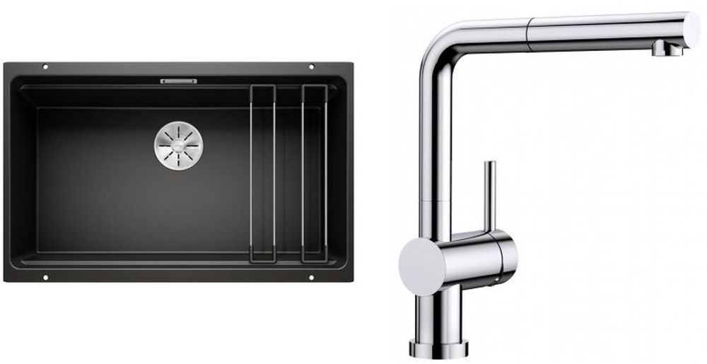 Set Granitspüle Blanco Etagon 700-U 525891, Küchenarmatur Blanco Linus-S-F 514023