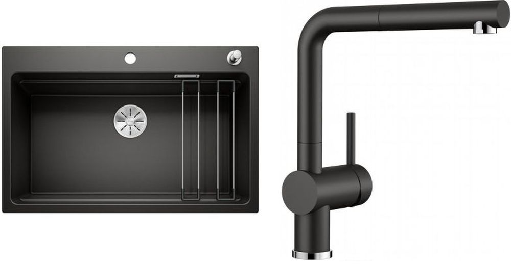 Set Granitspüle Blanco Etagon 8 525892, Küchenarmatur Blanco Linus-S 526148