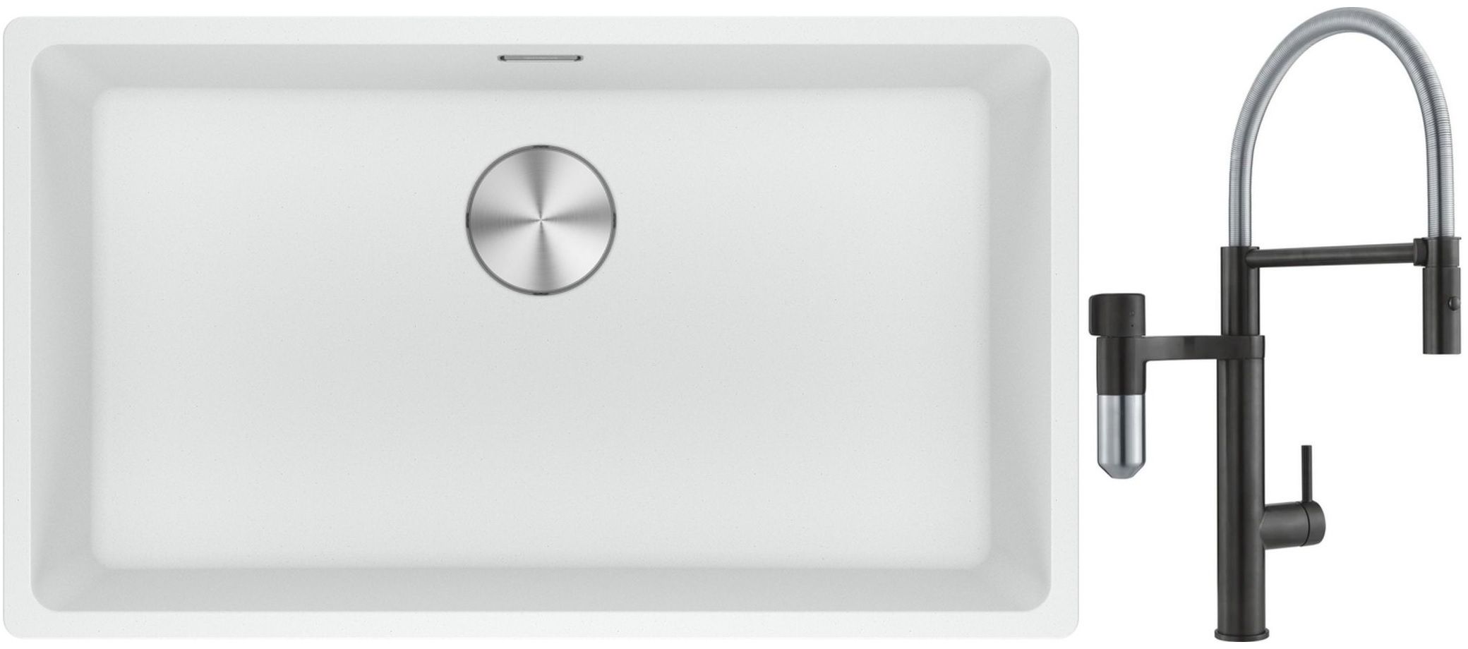 Set Küchenarmatur Franke Vital Semi-Pro 120.0621.313, Granitspüle Franke Maris 125.0687.263