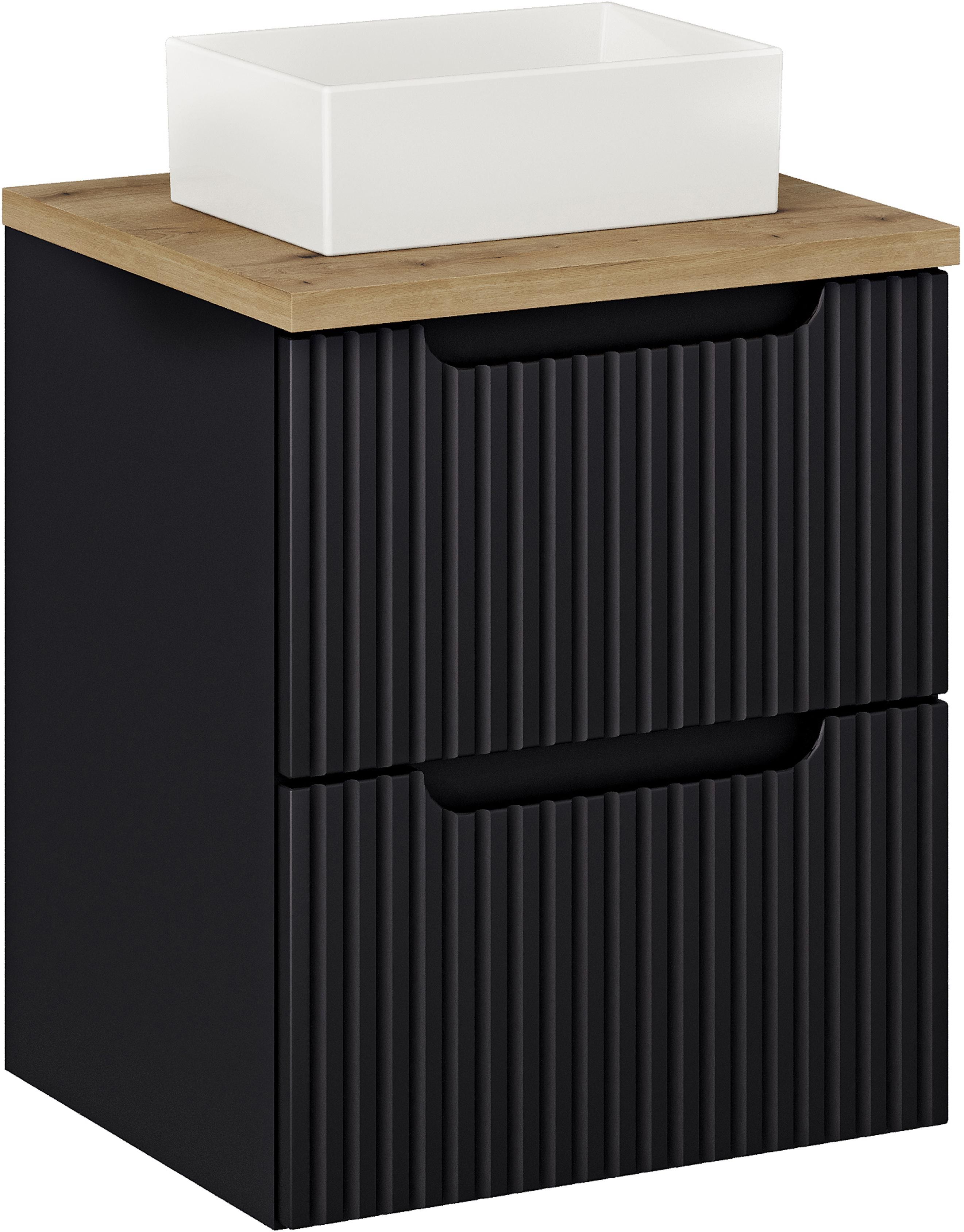 Set Kabinett Comad Nova Black NOVA BLACK D2 82-50-2S, Waschbecken Comad Gaja UN-GAJA35-SW 78570A(35), NOVA OAK A 89-50