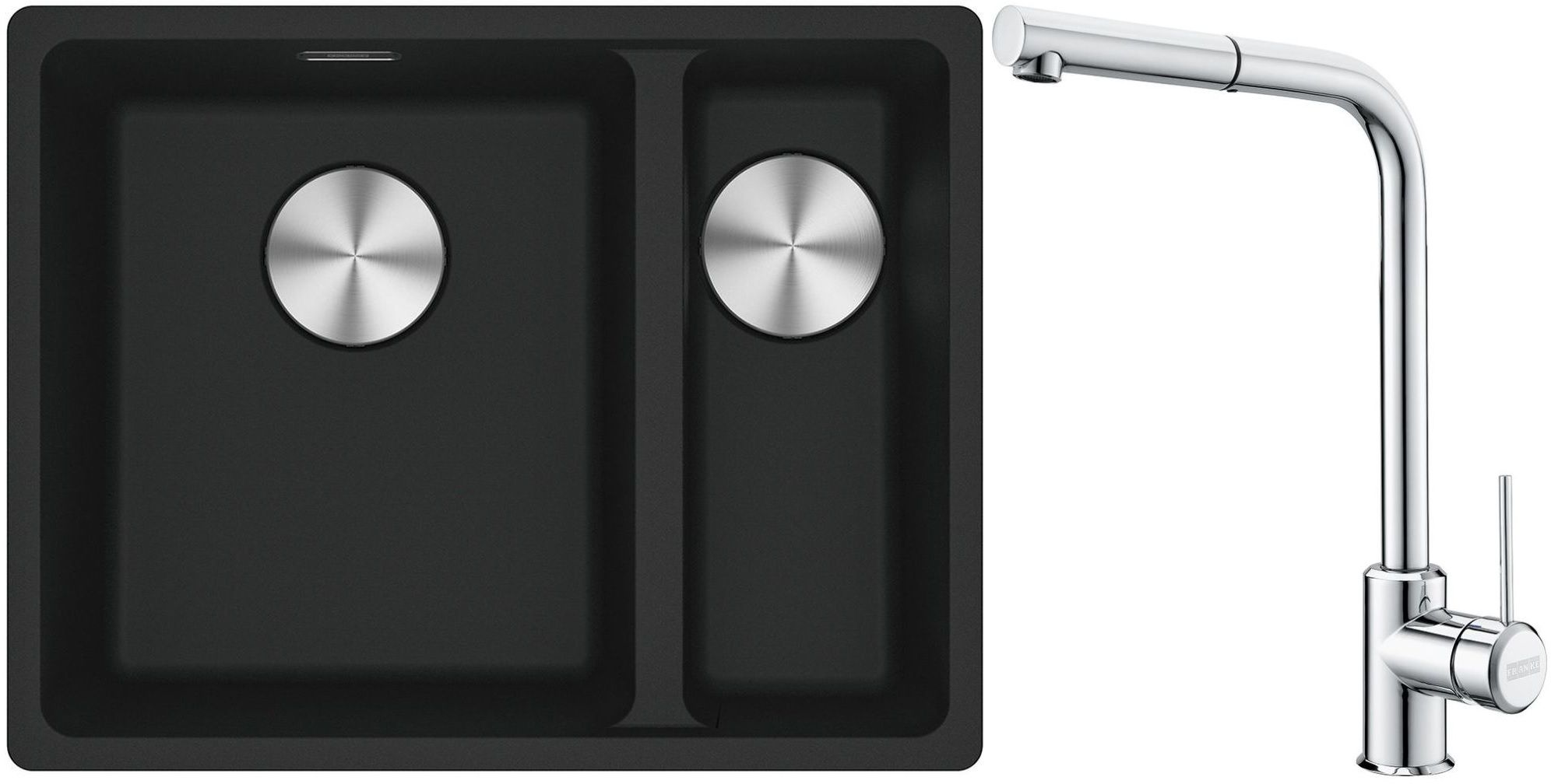 Set Granitspüle Franke Maris 125.0687.264, Küchenarmatur Franke Sirius Side 115.0668.280