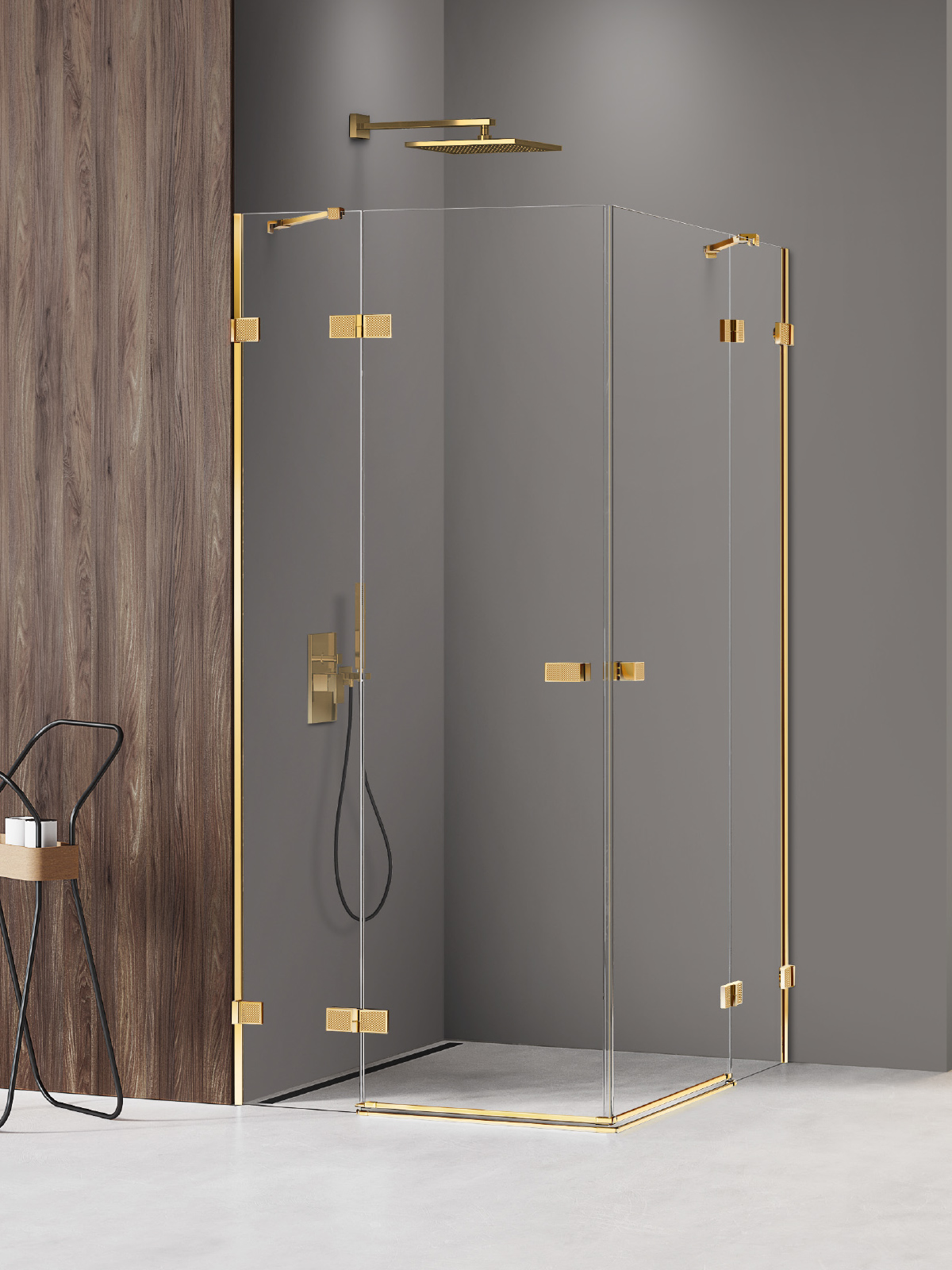 New Trendy Avexa Gold Shine XR Dusche 120x110 cm rechteckig gold Glanz/durchsichtiges Glas EXK-6833