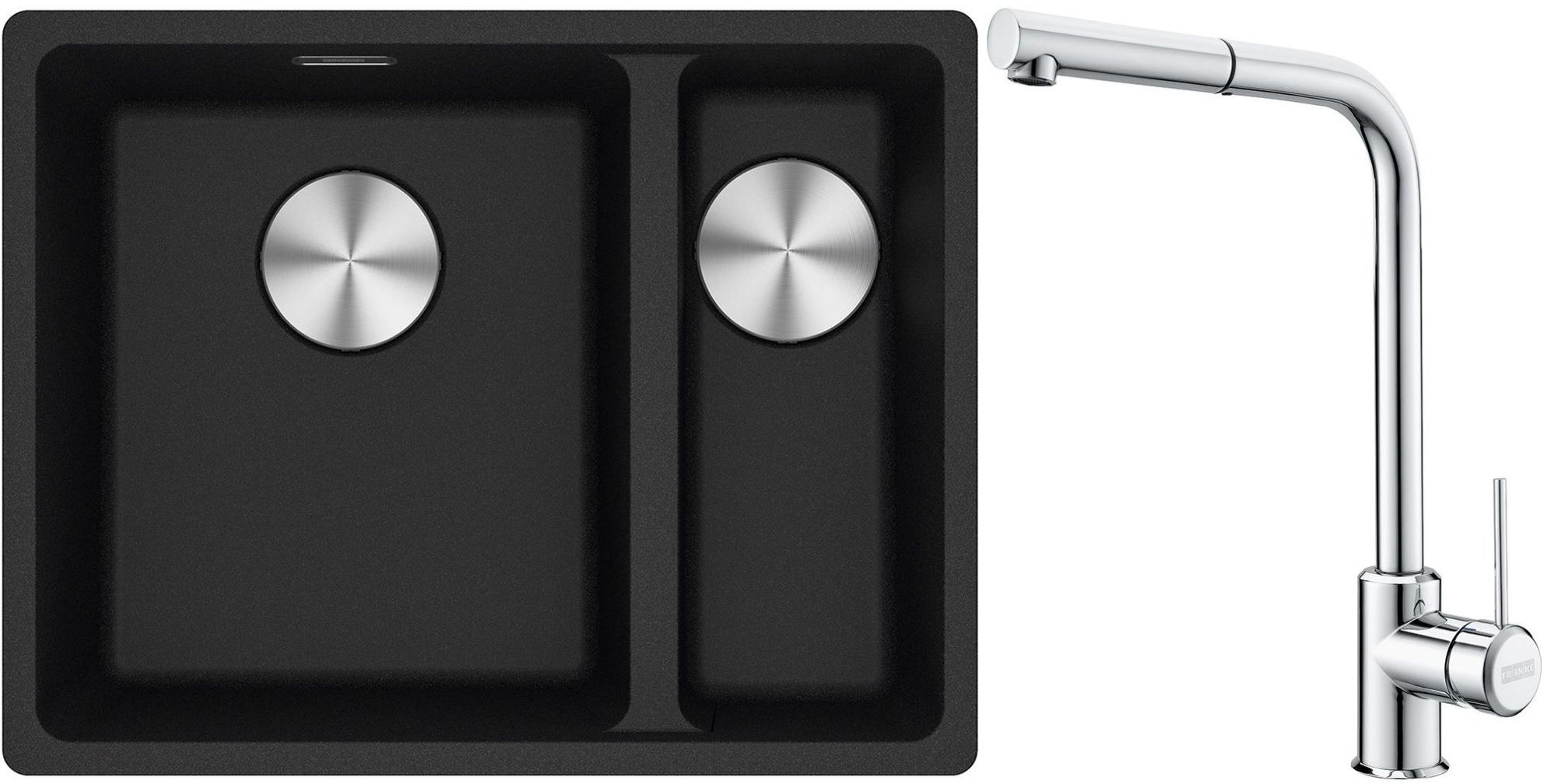Set Granitspüle Franke Maris 125.0687.265, Küchenarmatur Franke Sirius Side 115.0668.280