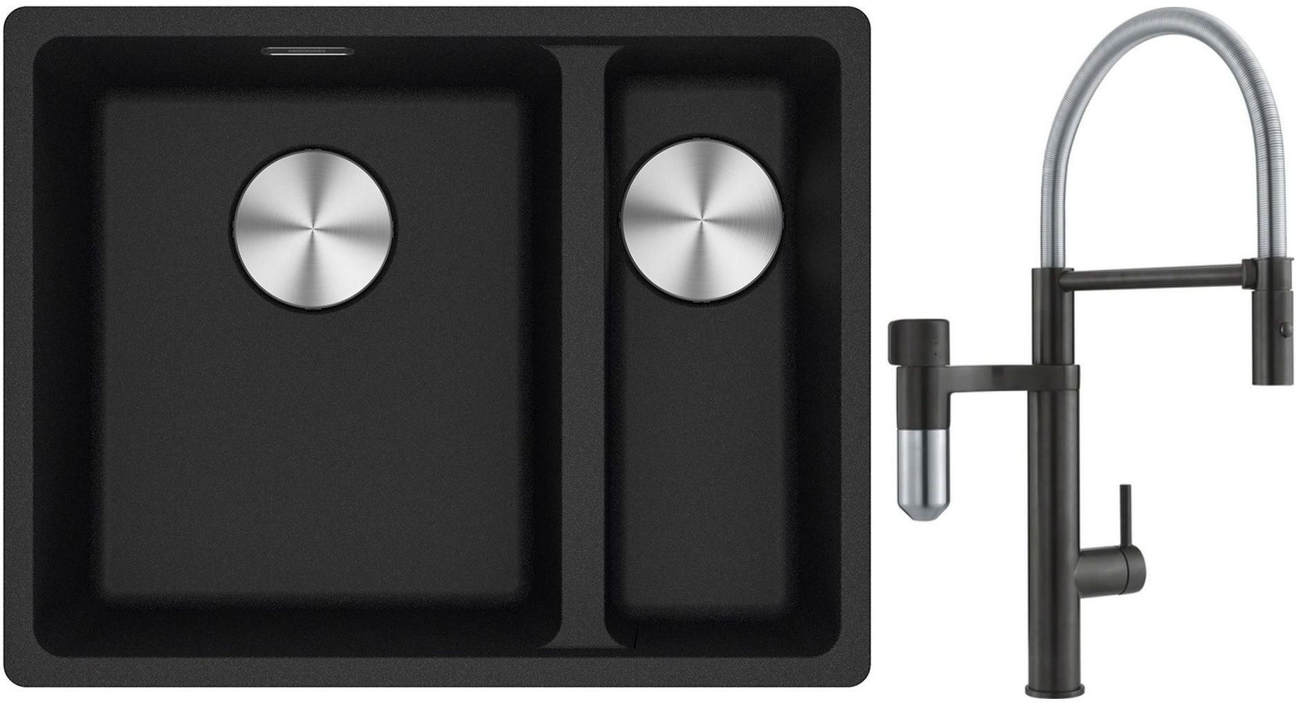 Set Küchenarmatur Franke Vital Semi-Pro 120.0621.313, Granitspüle Franke Maris 125.0687.265