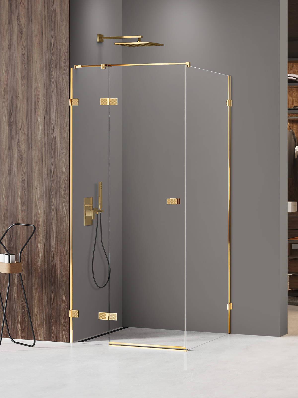 New Trendy Avexa Gold Shine XR Dusche 110x70 cm rechteckig gold Glanz/durchsichtiges Glas EXK-6768