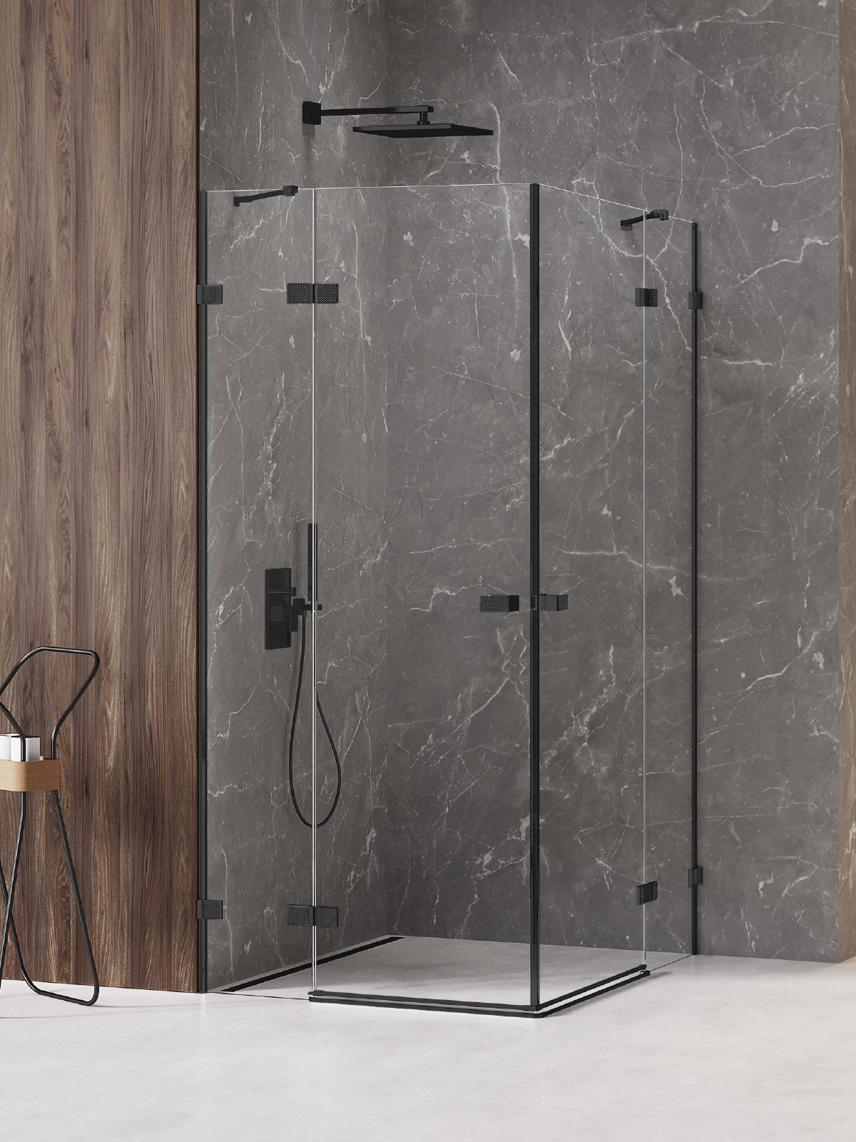 New Trendy Avexa Black XR Dusche 110x100 cm rechteckig schwarz Matte/durchsichtiges Glas EXK-6922