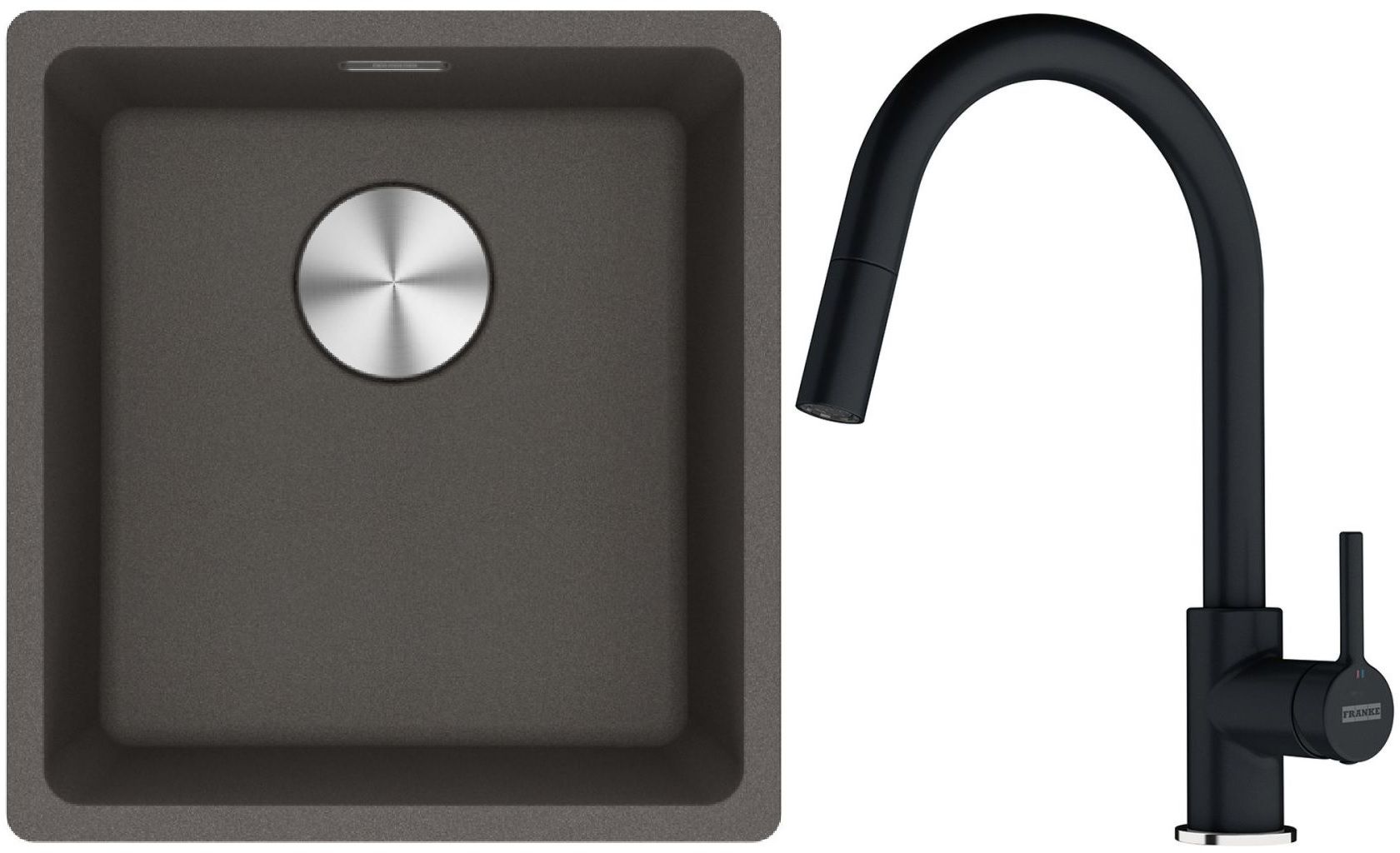Set Granitspüle Franke Maris 125.0716.374, Küchenarmatur Franke Lina 115.0626.055