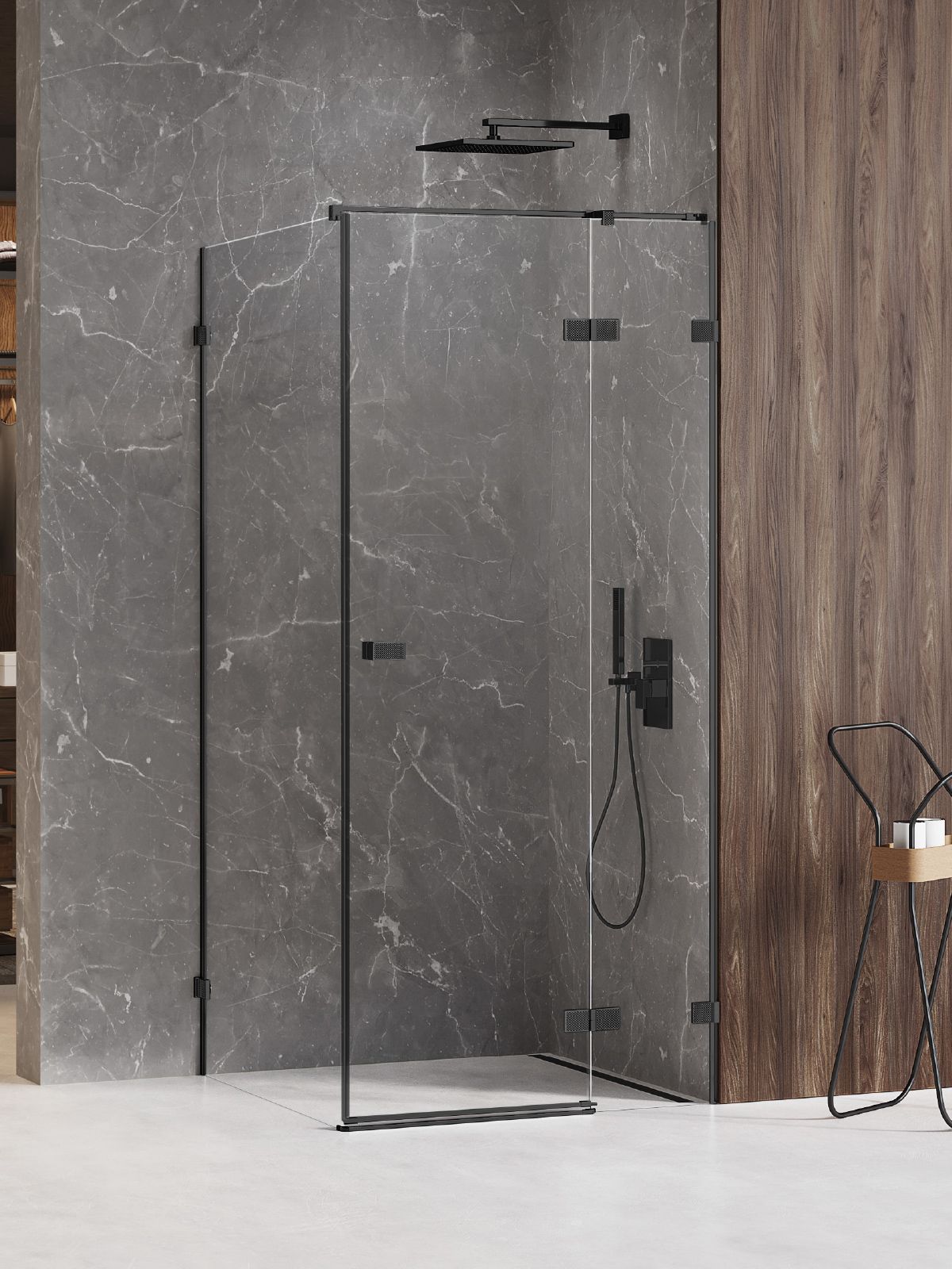 New Trendy Avexa Black XR Dusche 120x100 cm rechteckig schwarz Matte/durchsichtiges Glas EXK-6906