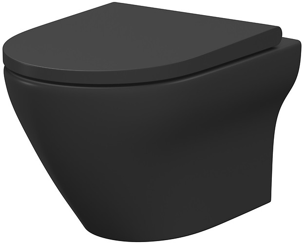 Cersanit Larga WC-Becken mit Absenkautomatik-Sitz hängend Spülrandlos anthrazit Matte S701-610