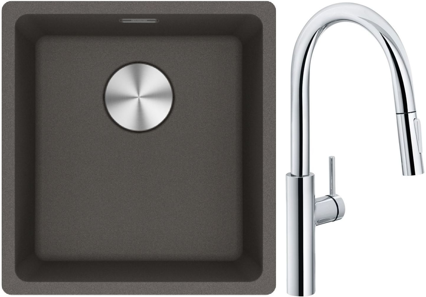 Set Küchenarmatur Franke Pescara L Slide-In 115.0538.940, Granitspüle Franke Maris 125.0716.374
