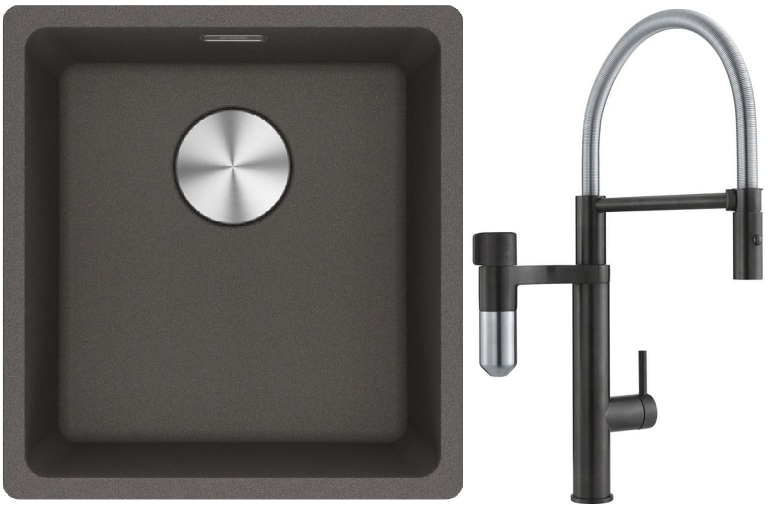 Set Küchenarmatur Franke Vital Semi-Pro 120.0621.313, Granitspüle Franke Maris 125.0716.374