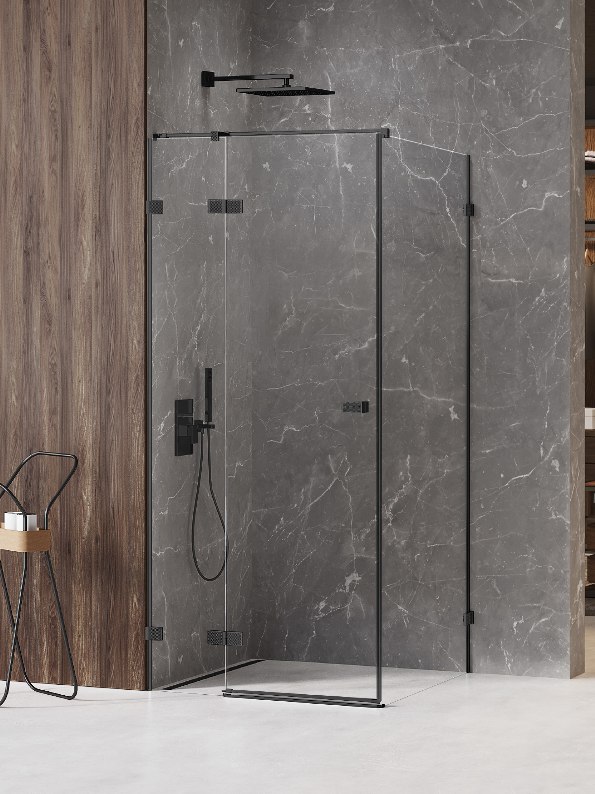 New Trendy Avexa Black XR Dusche 120x100 cm rechteckig schwarz Matte/durchsichtiges Glas EXK-6866