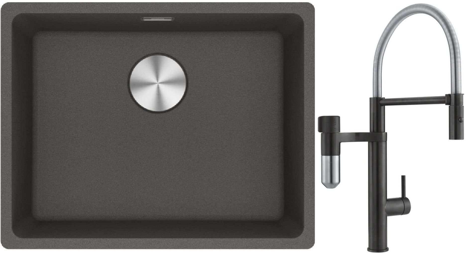Set Küchenarmatur Franke Vital Semi-Pro 120.0621.313, Granitspüle Franke Maris 125.0716.375