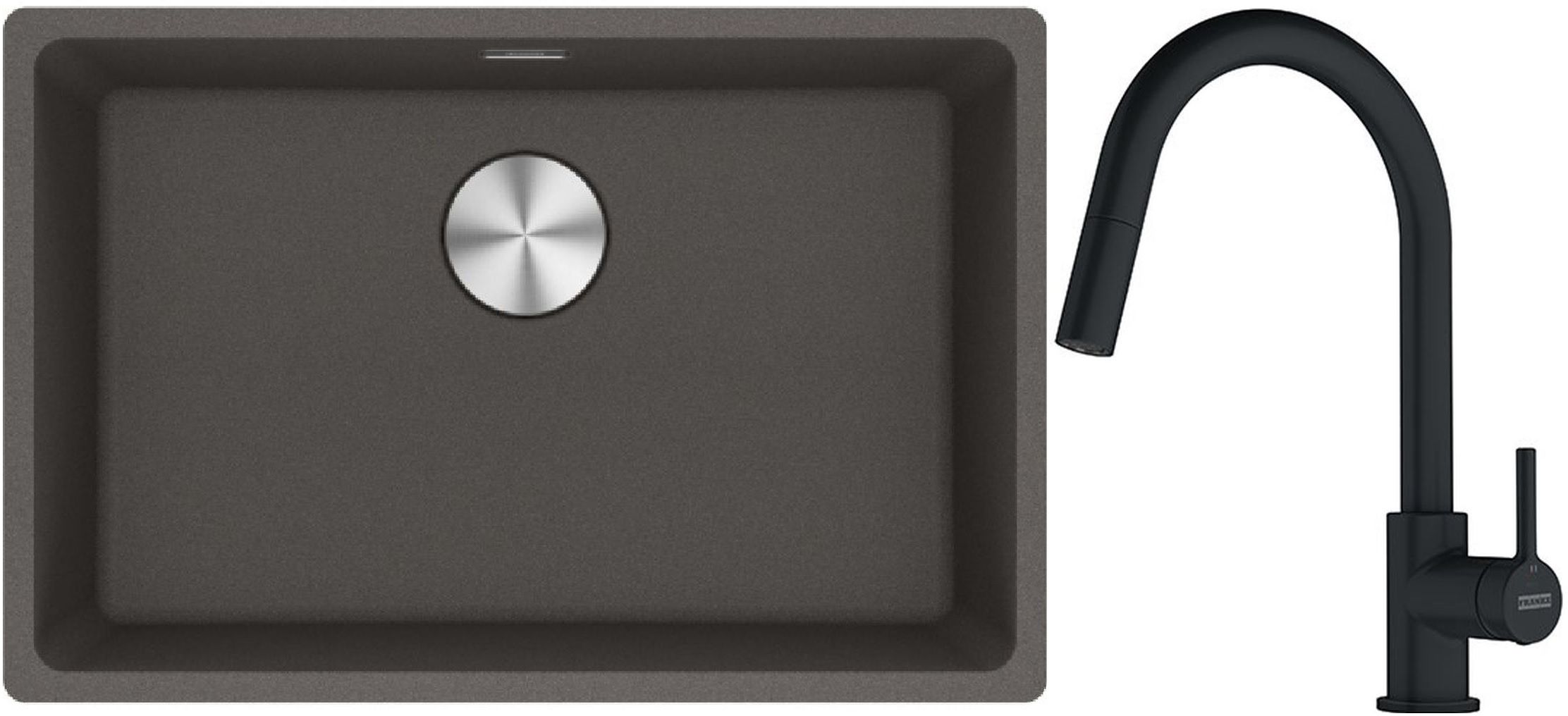 Set Granitspüle Franke Maris 125.0716.376, Küchenarmatur Franke Lina 115.0626.053