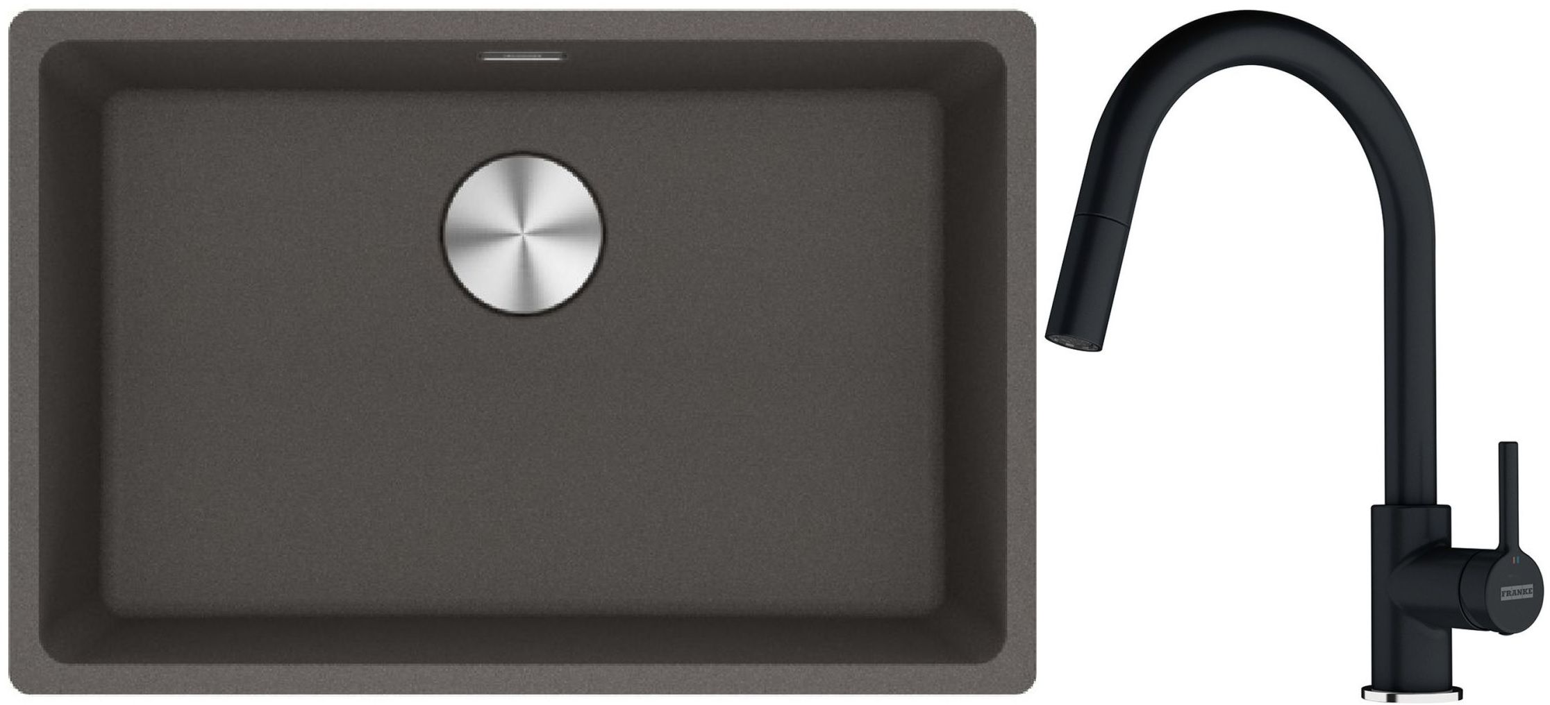 Set Granitspüle Franke Maris 125.0716.376, Küchenarmatur Franke Lina 115.0626.055