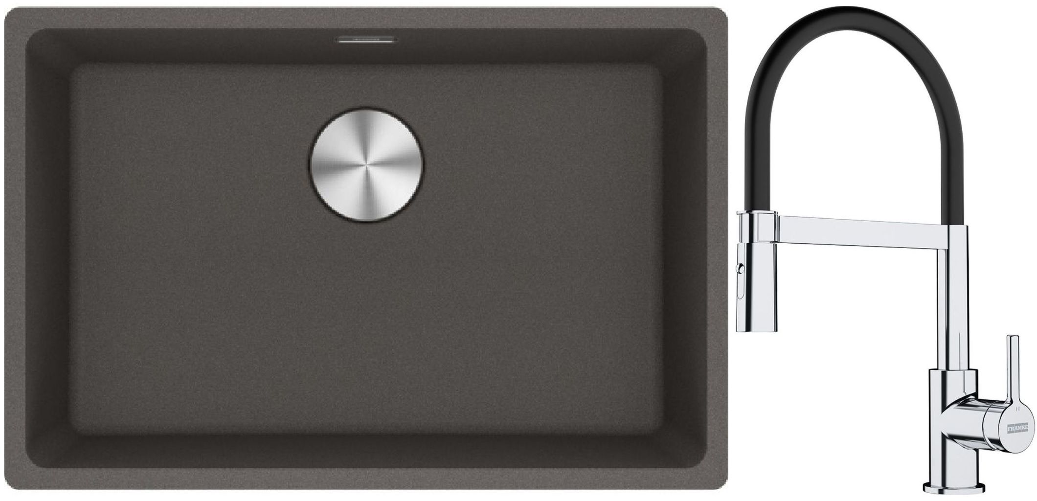 Set Granitspüle Franke Maris 125.0716.376, Küchenarmatur Franke Lina 115.0626.085
