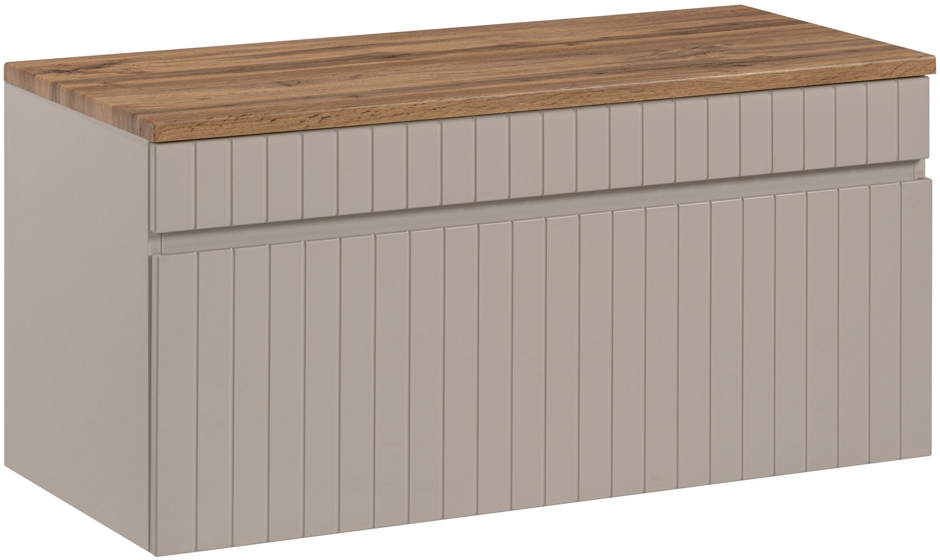 Set Kabinett Comad Iconic Cashmere ICONIC CASHMERE 82-80-D-1S, Naphtha-Arbeitsplatte Comad Fiji BLAT 89-80-A OAK COAST EVOKE