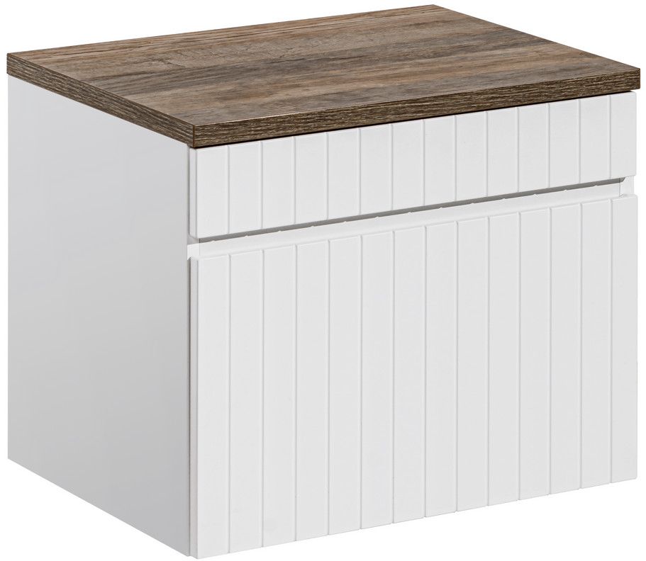 Set Kabinett Comad Iconic White ICONIC WHITE 82-80-D-1S, Naphtha-Arbeitsplatte Comad Sante Fe Oak SANTA FE OAK89-080-A