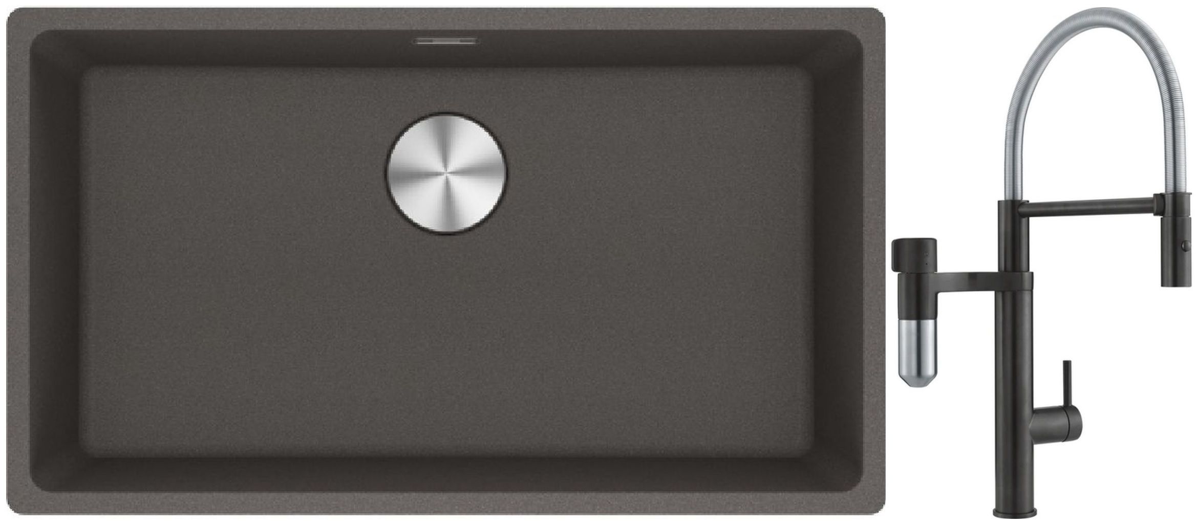 Set Küchenarmatur Franke Vital Semi-Pro 120.0621.313, Granitspüle Franke Maris 125.0716.377